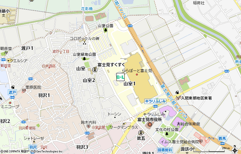 アイシティららぽーと富士見店付近の地図